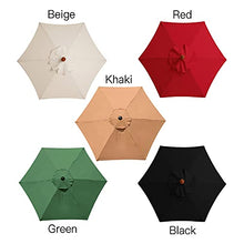 Green 8.9ft Parasol Canopy Cover UV Protection Market Table Umbrella Replacement Canopy for 2.7M 6 Ribs Sunshade Cover for Garden Patio Beach Pool