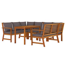 DYRJDJWIDHW Outdoor Seating,Porch Chairs,Outdoor Rocking Chair,7 Piece Patio Dining Set with Cushions Solid Wood AcaciaSuitable for Patio, Garden, Gazebo Low