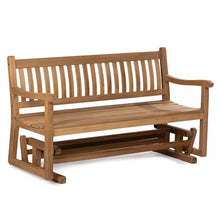 TITAN GREAT OUTDOORS Ash & Ember Cascade Grade A Teak 59in Glider Bench, Weather Resistant Premium Wood Outdoor Patio Furniture with Ergonomic Contoured Seat, Back, Armrests