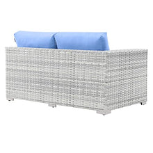Modway Convene Wicker Rattan Outdoor Patio Right-Arm Loveseat in Light Gray Light Blue