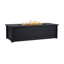 Landon Bay 70 Inch Rectangular Aluminum Natural Gas Fire Pit Table in Black By Lakeview Outdoor Designs