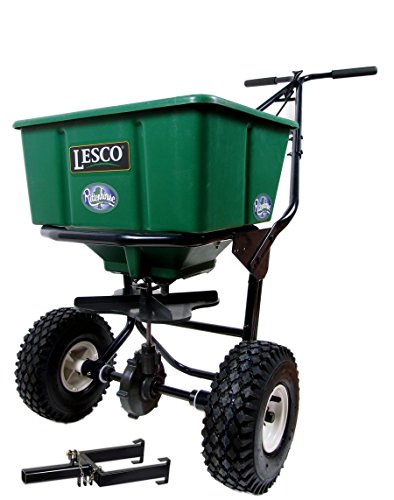 Lesco 50 Lb. Push Spreader with Rittenhouse Caddy Green Black