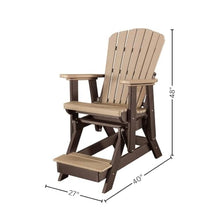 Outdoor Escape Brown Balcony Glider, Cedar Tudor Brown, Elevated Seating, Heavy Duty Poly Lumber, Tall Outdoor Chair, Durable Design