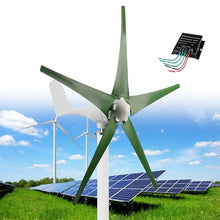 Wind Turbines, 5 Blade Professional Wind Turbines Small Windmill Generator 12000W Industrial, Solar and Wind Power Parts and Accessories, 3 Phase AC Permanent Magnet Generator,Green-12V