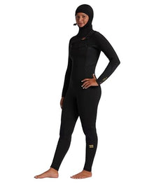 Billabong Womens 5/4mm Synergy Hooded Chest Zip Fullsuit Wild Black