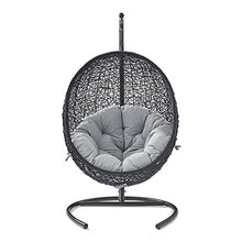 Swing Lounge Chair, Black Grey Gray, Modern, Outdoor Patio Balcony Cafe Bistro Garden
