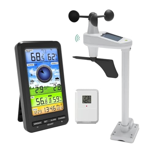 HeiDD Home Weather Stations with Measure Temperature,Humidity,Wind Speed Wind Direction,Multifunctional Weather Station