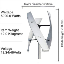 Wind Turbine Generator Kit, 5000W Magnetic Levitation Upright Wind Turbine 12V 24V 48V-220V with Waterproof Charge Controller Electricity Producer Equipment for Home RV Roof,12V