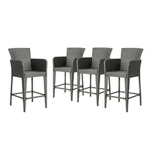 Christopher Knight Home Alisa Outdoor 38 Inch Wicker Barstool (Set of 4), Grey