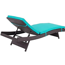 Pemberly Row Modern Rattan Patio Chaise Lounge Set of 4, 17-37.5 in H x 27.5 in W x 78.5 in D, Powder-Coated Aluminum Frame, Espresso and Turquoise Finish, UV and Water-Resistant Outdoor Reclining