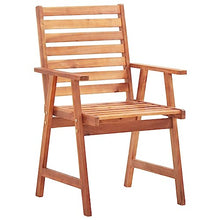 Patio Dining Chairs Set of 8 with Cushions Solid Acacia Wood and Aluminum White