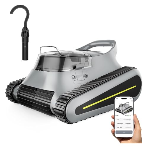 Robotic Pool Vacuum for Inground Pools: Cordless Robot Cleaners 180W Suction Auto Vacuums Wall