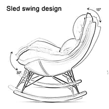 TXGJWRA Upholstered Rocking Chair with Ottoman, Steel Frame Rocker Chair with Wood Base, Padded Seat for Living Room Balcony Porch, Support 160Kg,