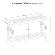 Cambridge Casual Sierra Teak Wood Outdoor Console Table with Accent Wicker, Natural Teak, Narrow Garden Table with Bottom Shelf for Patio, Deck, Entry Way or Poolside – Weather-Resistant