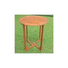 Pemberly Row 36" Bar Height Round Patio Table, Premium Balau Hardwood, Stain Finish, Weather-Resistant Outdoor Table with UV Protection, Similar to Teak, Easy to Assemble