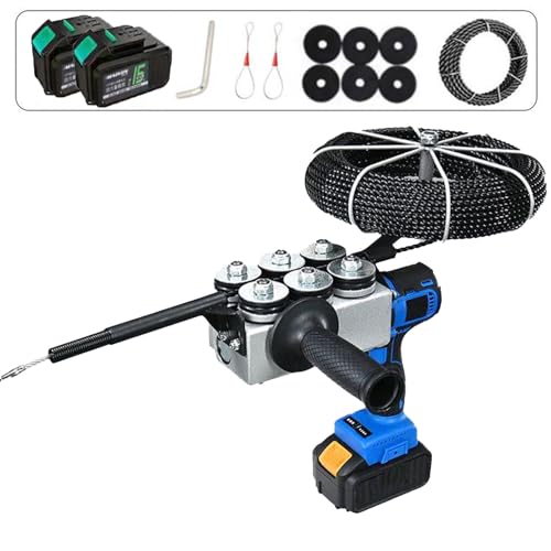 NYANS Cordless Electric Threading Machine, High Power Lithium Cordless Stringing Machine, Portable Electric Fish Tape, with a Powerful Brushless Motor, for Home Outdoors,2Battery(15cells)