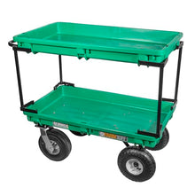 FARM-TUFF Double-Tier Plastic Garden Wagon, 37" x 20" - Heavy-Duty Poly Utility Cart with Pneumatic Tires, 300lb Capacity & Powder-Coated Frame for Gardening, Landscaping & Greenhouses