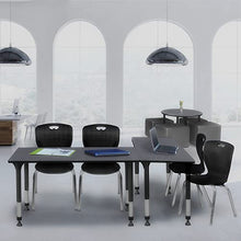 Regency Kee Height Adjustable Classroom Table Set with Two 18" Andy Chairs Grey/Black