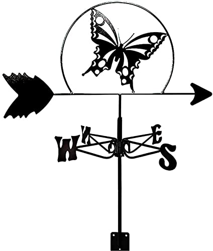Weather Vane Animal Deer Weathervane Stainless Steel Wind Direction Indicator Professional Measuring Tools Durable Retro Farm Scene Garden Stake (Deer 1) (Butterfly)