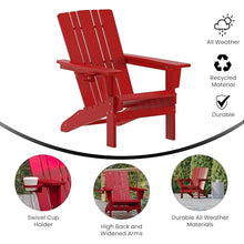 Taylor & Logan Hedley Adirondack Chair with Cup Holder, Weather Resistant HDPE Adirondack Chair in Red, Set of 4