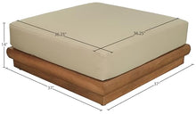 Meridian Furniture 111Tan-Ott Mirella Collection Modern | Contemporary Outdoor Patio Modular Ottoman with Solid Teak Wood Frame, Water Resistant Fabric, 37" W x 38" D x 14" H, Tan