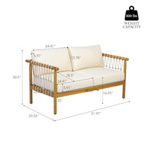 Merax Oversized Acacia Wood Outdoor Lounge Loveseat with Beige Rope Accents