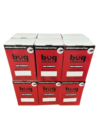 Bug Shield Sticky Glue Traps 72 Glue Boards, Bulk Pack 12 Boxes / 864 Bug Traps. All Types of Incets, Spiders, Cockroaches, Ants, Cave Crickets. Cost Per Board .35 Cents