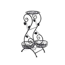 SIDUFHAOPKLL European Wrought Iron Flower Stand Indoor Multi-story Living Room Green Rack Floor-standing Balcony Pot Shel(Black)
