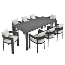 Modway Tahoe 9-Piece Outdoor Patio Dining Set Gray White