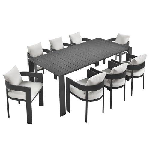 Modway Tahoe 9-Piece Outdoor Patio Dining Set Gray White