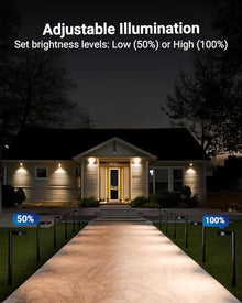 Sunco 24 Pack 2W LED Solar Pathway Walkway Backyard Garden Patio Residential Ambient Decorative Outdoor Light-MD4, 120 Lumens, Selectable CCT 2700K Soft White /4000K Cool White, Dimmable, 3.7V