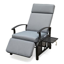 VOOTOLOVER Adjustable Outdoor Recliner Chair with Flip Table, 150° Recline, Removable Olefin Cushions, 350lb Capacity, Gray