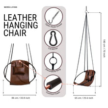Mern Living Faux Leather Hanging Egg Chair – Handmade Hammock Swing Chair for Bedroom, Indoor & Outdoor Patio Swing, 275 lbs Capacity, Double-Layered Leather