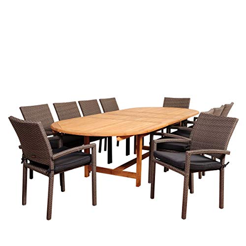 International Home Amazonia Teak 11 Piece Extendable Patio Dining Set