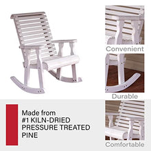 Amish Heavy Duty 600 Lb Roll Back Pressure Treated Rocking Chair (Semi-Solid White Stain)