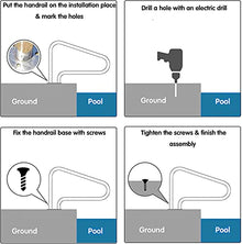 MSHOSAC Pool Safety Handrails Pool Handrails Swimming Pool Handrails Easy-to-Install Handrails 304 Stainless Steel Reinforced Base Spas Stair Handrails for Garden Backyard Pools