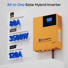ECO-WORTHY 3500W Pure Sine Wave Solar Inverter Charger,All-in-One 48V Solar Inverter 48V DC-120V AC,80A MPPT Solar Controller,for LiFePO4/Lead Acid Battery,Off-Grid,Home Energy Storage
