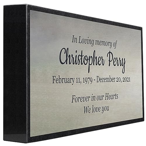 Easy Design - In Loving Memory - Black Granite and Stainless Steel Memorial or Sympathy Gift. (24 x 12 x 4")
