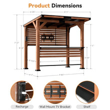 Modern Shade Cedar Outdoor Bar Gazebo with TV Mount, USB Power, 6.5 x 8 ft