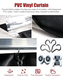 Sliding Pergola Curtain, Black Tarpaulin, Outdoor Divider