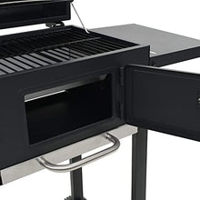 Outdoor Charcoal Barbecue Grill with Bottom Shelf and 2 Wheels, Heavy-duty Smoker Grill, Steel BBQ Stand for Picnics Parties Outings 38.2" x 22.4" x 39"