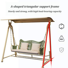 Outdoor Porch Swing with Removable Canopy, Patio Glider Chair with Chair Leg Bottom Protector, A-Shaped Triangular Support Frame, for Backyard, Lawn, Porch, Garden(F)