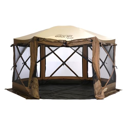 CLAM Pop Up Screen Tent & Shelter, Outdoor Camping Gazebo Canopy 12.5' Brown