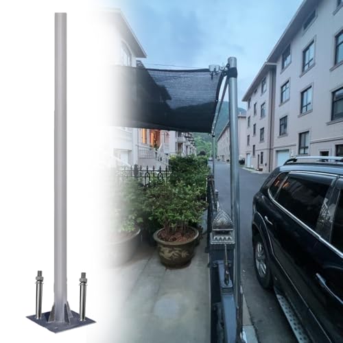 WLCGYD Shade Sail Poles for Deck, Heavy Duty Sign Post and Base Kit/Patio Stick - Traffic Construction Events Sun Shade Use, Pergola Steel Pole ith Mounting(60mm(2 2/5in),2.6m/8.5ft)