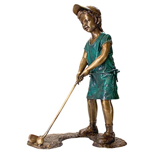Design Toscano The Girl Golfer Garden Statue Cast Bronze Two Tone Bronze & Verdigris