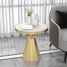 Modern Metal Side Table Round Marble for Sofa Side Corner Table Balcony Simple(Gris)