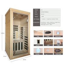 Kang Share Infrared Sauna Room 1260W Graphene Carbon 1 Person Canadian Hemlock KSH-A01