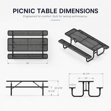 ENCASED Heavy-Duty Outdoor Picnic Table - 8ft (Black)