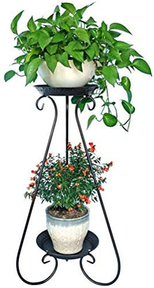 RWGOVLU Plant Stand Flower stand Plant Metal Flower Stand, European Wrought Iron Flower Stand, Multi-layer Floor Indoor Flower Stand, Round Vortex Flower Stand, 32*65cn, Black