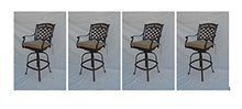 Patio Land St Augustine Outdoor Patio Bar Stools Dark Bronze Solid Cast Aluminum with Walnut Sunbrella Cushions (4, 30")